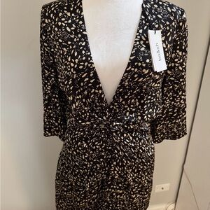 Ba&sh Erika Printed Twist-accent Dress In Noir - M (2)